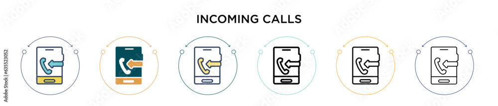 Poster incoming calls icon in filled, thin line, outline and stroke style. vector illustration of two color