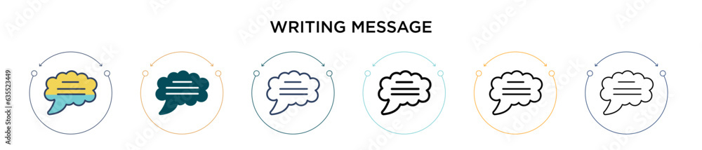 Poster writing message icon in filled, thin line, outline and stroke style. vector illustration of two colo