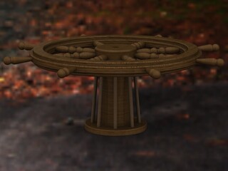 Wooden Ship Wheel Table 3D model