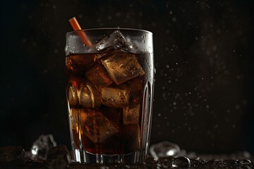 glass of cola with ice made by midjeorney