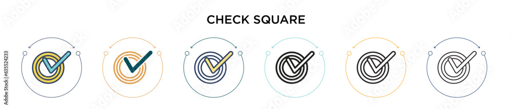 Poster check square icon in filled, thin line, outline and stroke style. vector illustration of two colored