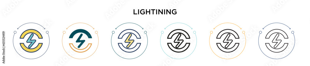 Poster lightining icon in filled, thin line, outline and stroke style. vector illustration of two colored a