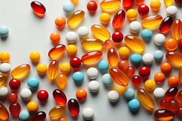 Pills and tablets in different colors