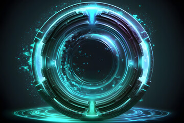 Portal to the Unknown: Neon Rings and Mystic Water