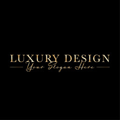 gold logo vector handwritten design template black background luxury glamour