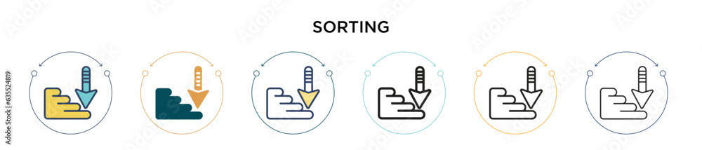 Poster sorting icon in filled, thin line, outline and stroke style. vector illustration of two colored and 