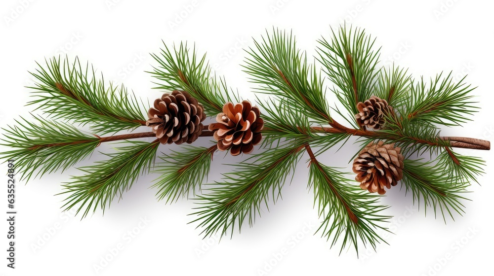 Poster fir branch with cones created with generative ai technology