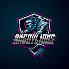 Lion Logo. Angry Lion Mascot Esport logo design template