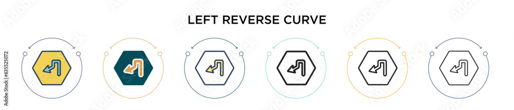 Poster left reverse curve icon in filled, thin line, outline and stroke style. vector illustration of two c