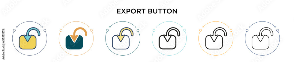 Poster export button icon in filled, thin line, outline and stroke style. vector illustration of two colore