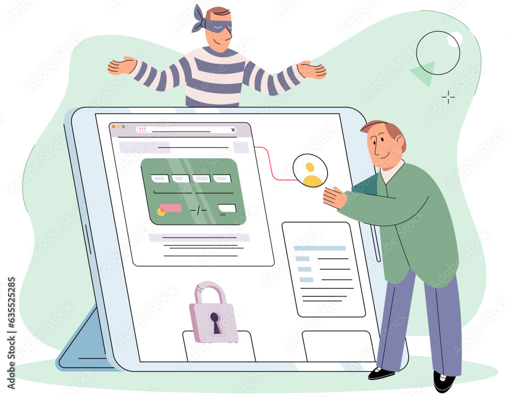 Poster hacker attack, fraud investigation, internet phishing attack. fraud prevention. internet user open s