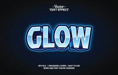 3d Blue Glow Editable Vector Text Effect.