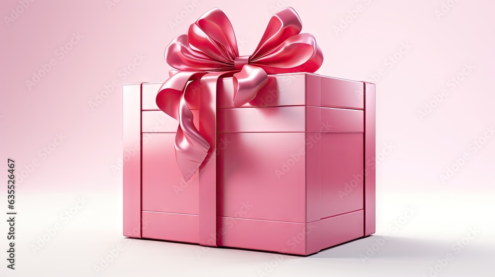 Poster gift box with ribbon isolated on background created with generative ai technology