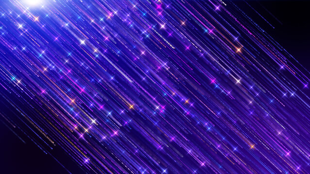 Colorful Particles light trail flying background.