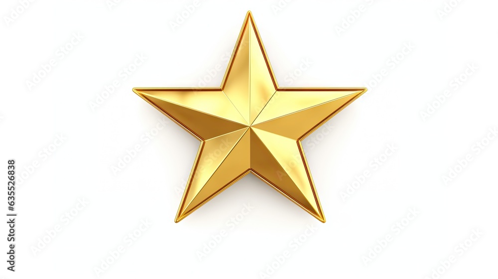 Poster macro of gold christmas star isolated on white background created with generative ai technology