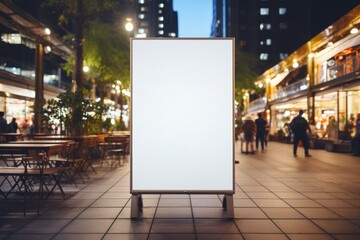 Blank advertising poster banner mockup outside shopping mall. generative ai