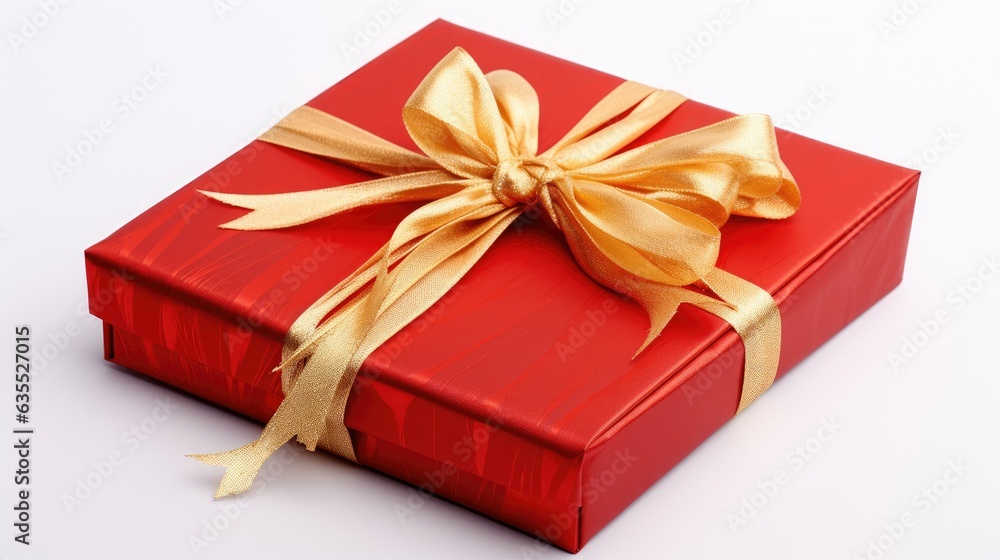 Poster gift box with ribbon isolated on background created with generative ai technology
