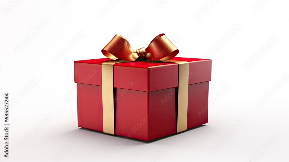 Poster gift box with ribbon isolated on background created with generative ai technology