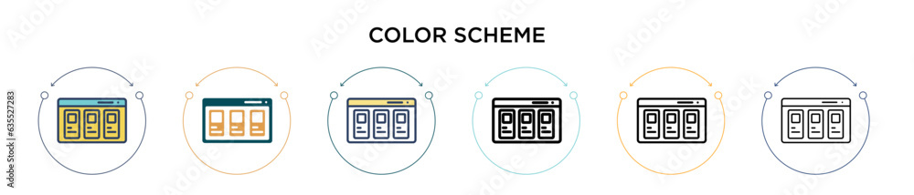 Poster color scheme icon in filled, thin line, outline and stroke style. vector illustration of two colored