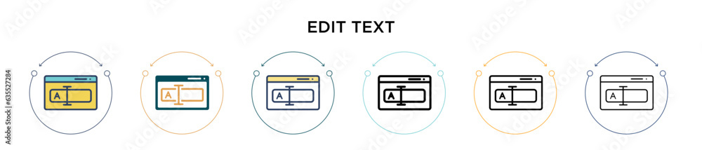 Poster edit text icon in filled, thin line, outline and stroke style. vector illustration of two colored an