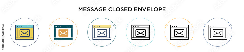 Poster message closed envelope icon in filled, thin line, outline and stroke style. vector illustration of 