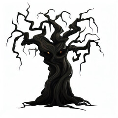 scary tree Illustration for Halloween isolated on white background.generative AI