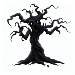 scary tree Illustration for Halloween isolated on white background.generative AI