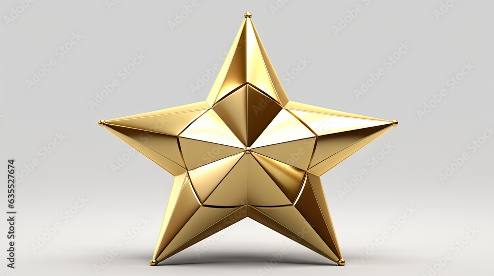 Poster macro of gold christmas star isolated on white background created with generative ai technology
