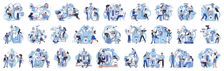 Team solving problems. Search for right solution, business problem solving Business matching with assistance and help Business negotiations Solutions to problems, use in web-projects and applications,