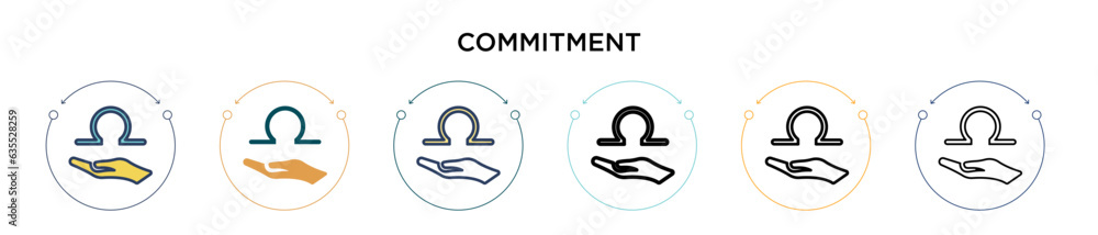 Poster commitment icon in filled, thin line, outline and stroke style. vector illustration of two colored a
