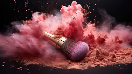 makeup brush with blush powder