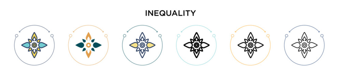 Inequality icon in filled, thin line, outline and stroke style. Vector illustration of two colored and black inequality vector icons designs can be used for mobile, ui, web - obrazy, fototapety, plakaty