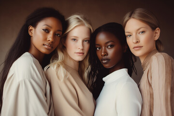 Fototapeta premium Portrait of beautiful multiethnic women