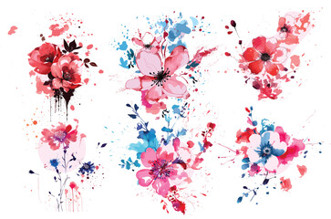 Watercolor floral splatter design vector art