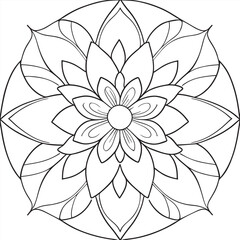mandala coloring book for kids, simple mandala, coloring book page, simple outlines, vector illustration line art