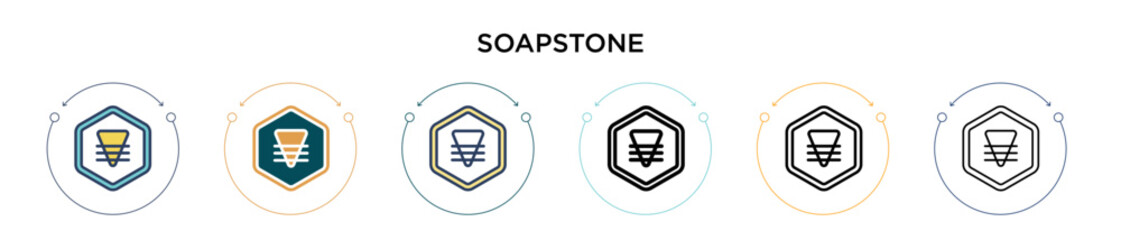 Soapstone icon in filled, thin line, outline and stroke style. Vector illustration of two colored and black soapstone vector icons designs can be used for mobile, ui, web