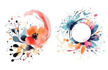 Watercolor floral splatter design vector art