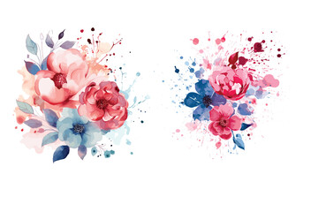 Watercolor floral splatter design vector art