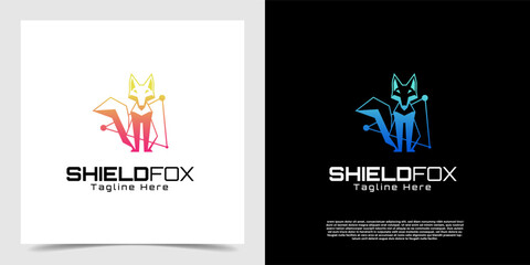 Modern creative fox pose icon logo concept vector design template