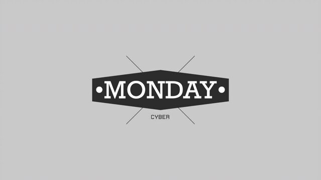 Cyber Monday text retro lines on white gradient, motion abstract holidays, minimalism and promo style background
