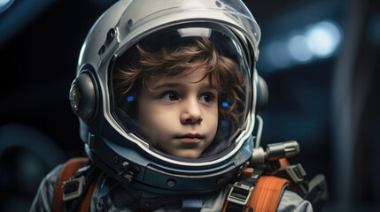 Portrait of a child in an astronaut costume