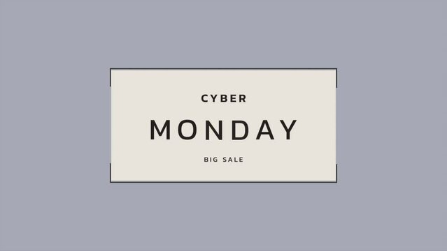 Cyber Monday and Big Sale text in frame on blue modern gradient, motion abstract holidays, minimalism and promo style background