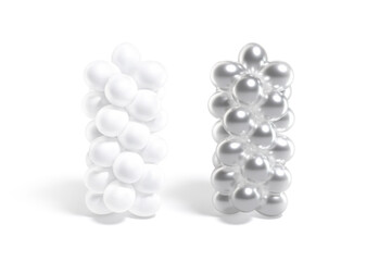 Blank white and silver round balloon column mockup, isolated