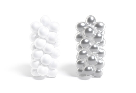 Blank white and silver round balloon column mockup, isolated