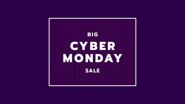 Cyber Monday and Big Sale text in frame on purple modern gradient, motion abstract holidays, minimalism and promo style background