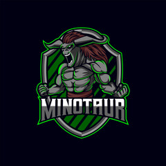 Minotaur Mascot E-sport Logo Template design vector illustration