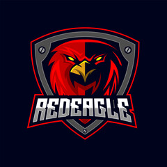 Eagle Red Mascot E-sport Logo Template vector illustration