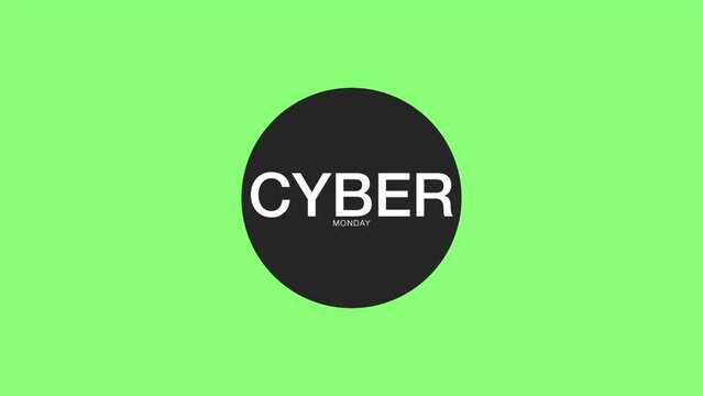 Cyber Monday text with black circle on green modern gradient, motion abstract holidays, minimalism and promo style background