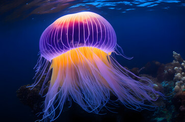 Illustration of jellyfish in the ocean generated by AI