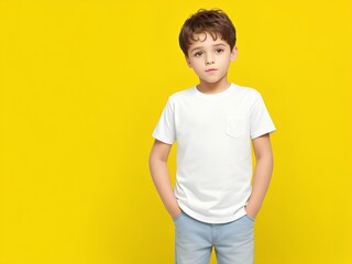 Obraz premium portrait of a young child white tshirt mock up for ads